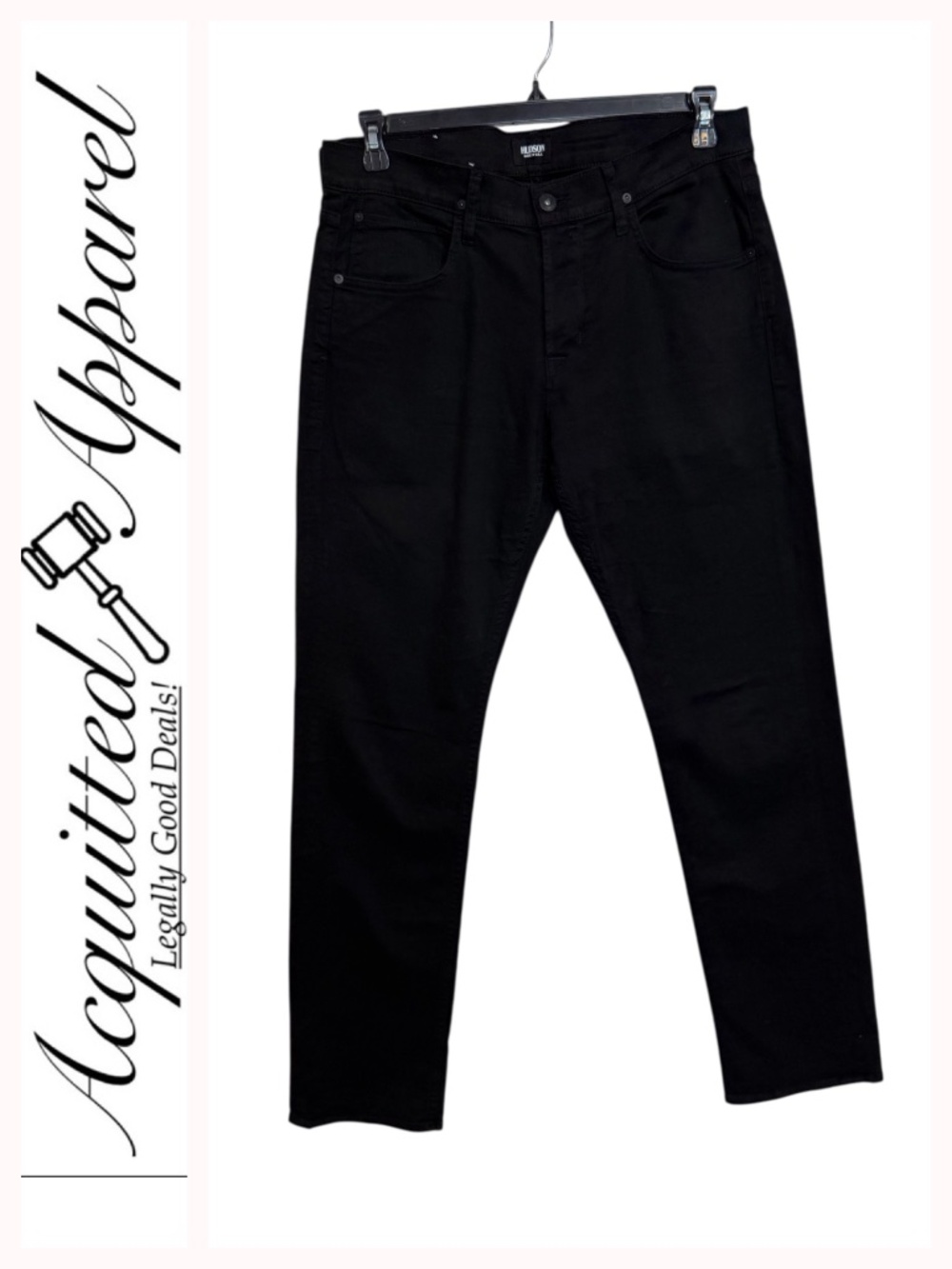 Hudson Black Wash Button Fly Straight Leg Jeans Classic Fit Size 33